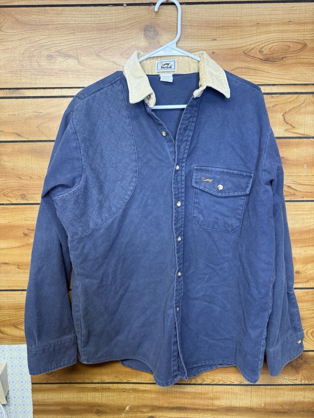 Duxbak Men's Vintage Navy Blue Long Sleeve Button Down Sz XL